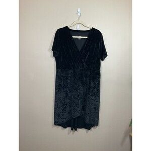 Evri Womens Velvet Faux Wrap Midi Dress 3X Black Goth Grunge Witch Halloween